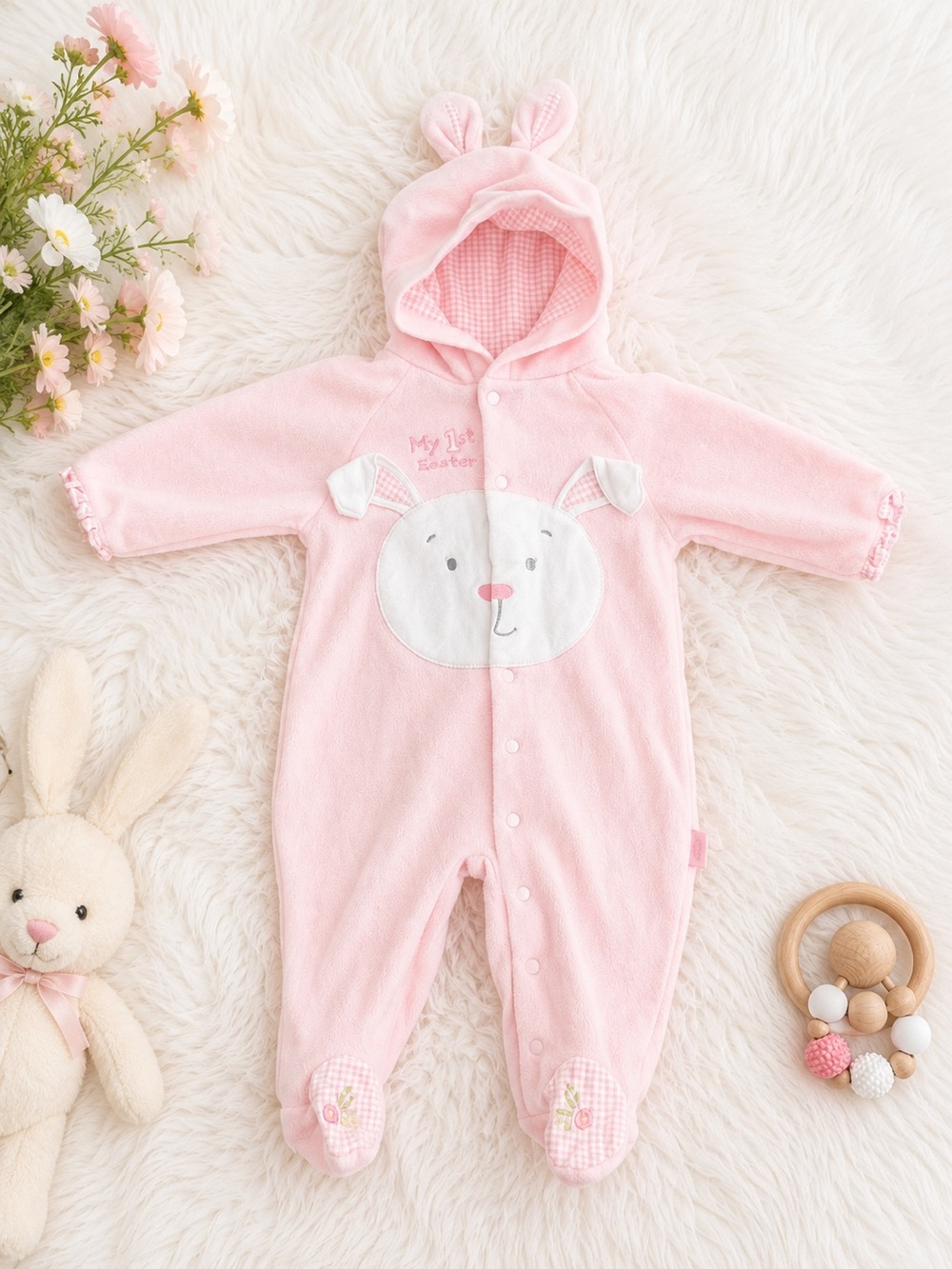 Miniwear Clásicos My 1st Easter Bunny Fleece Bunting 3-6M Pink